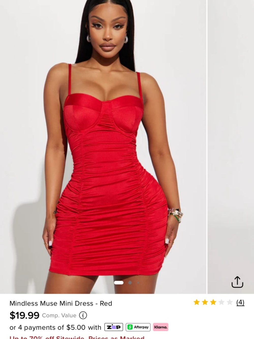 Fashion Nova Red Ruched Bustier Mini Dress